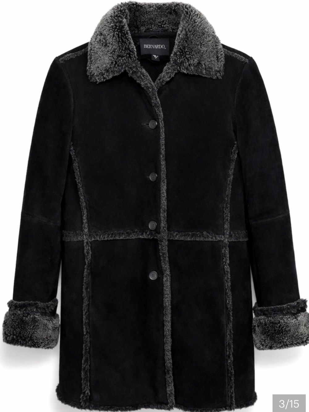 Bernardo Black Faux Shearling Sherpa Trim Jacket Size Small